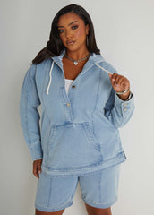 Hooded Denim Pullover