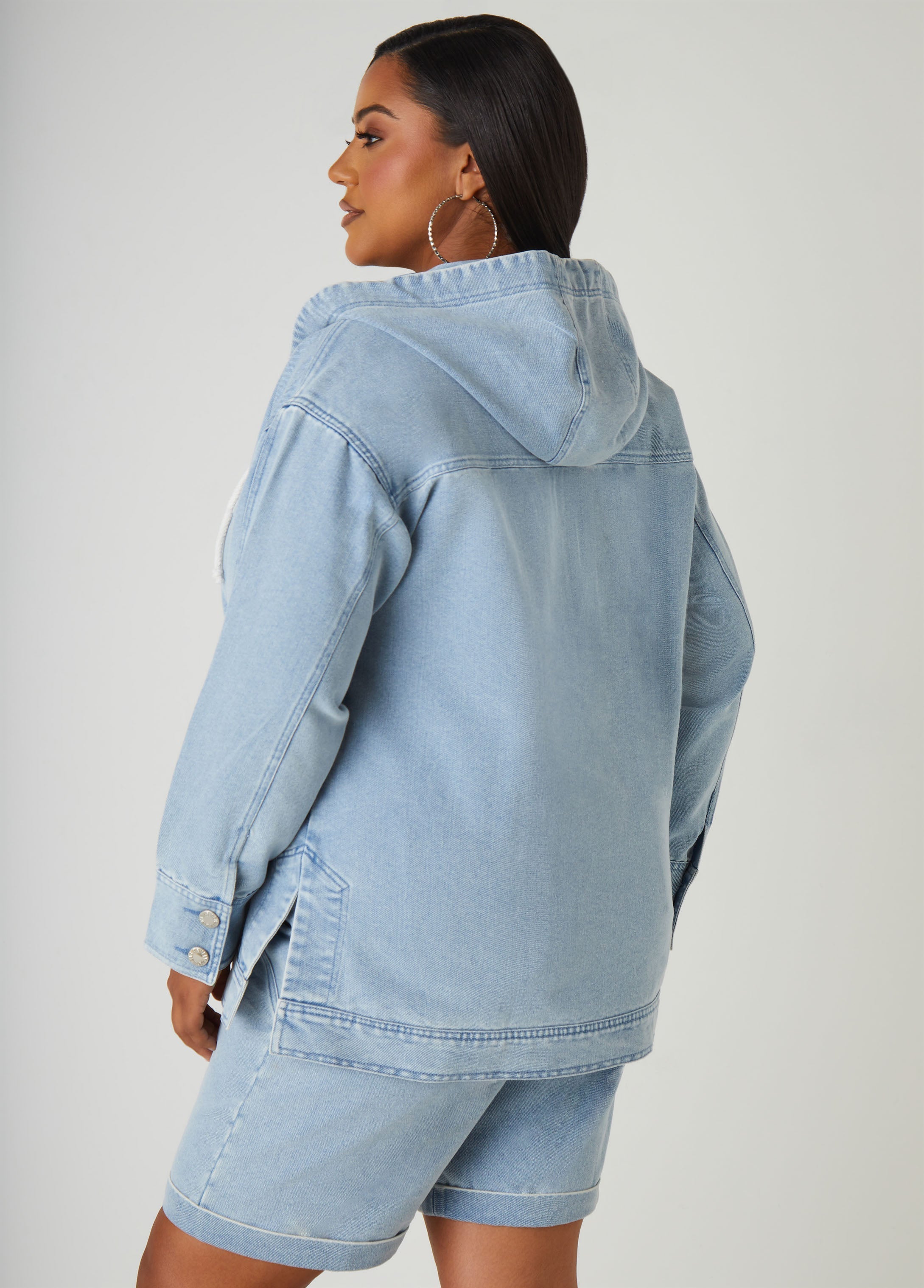 Hooded Denim Pullover