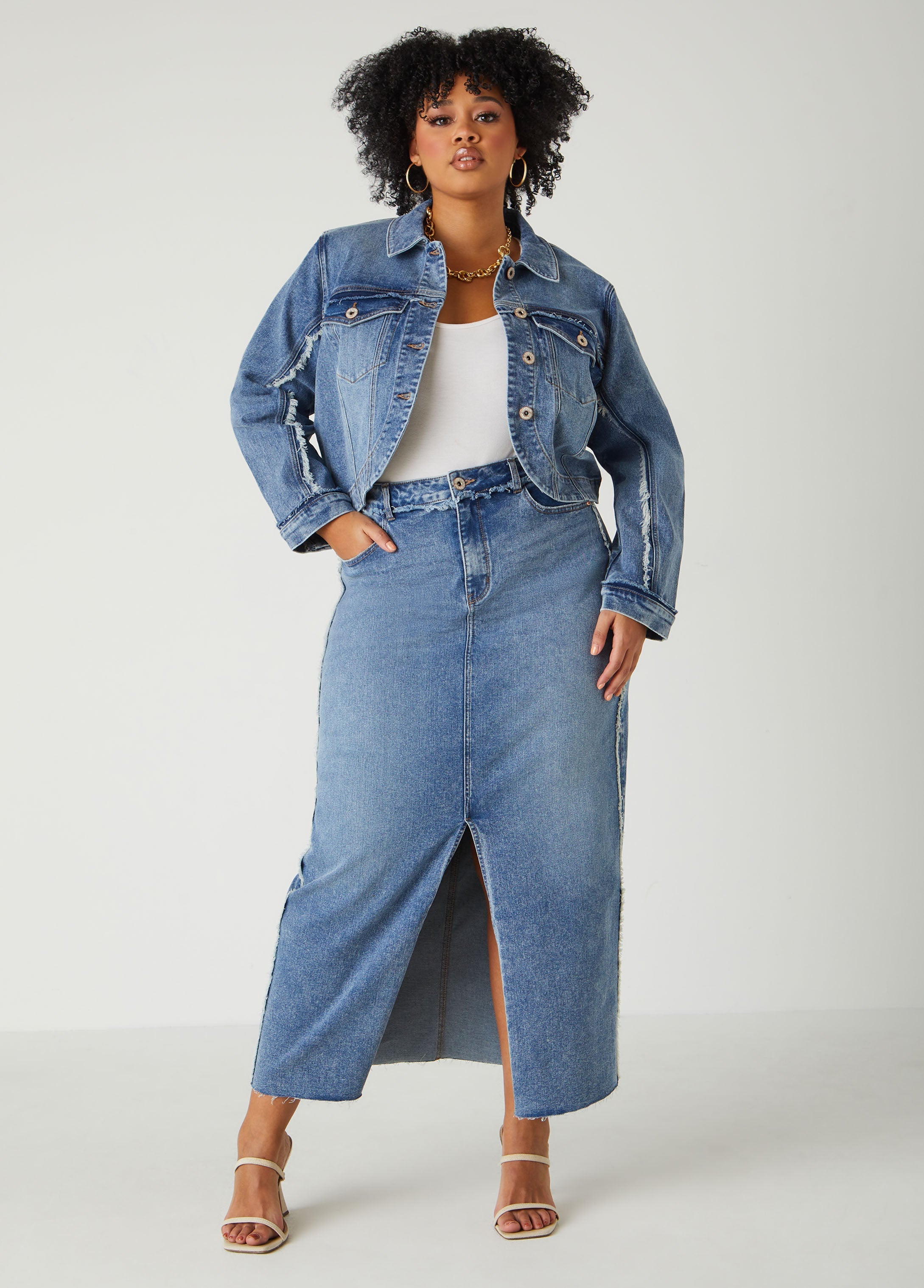 Frayed Cropped Denim Jacket