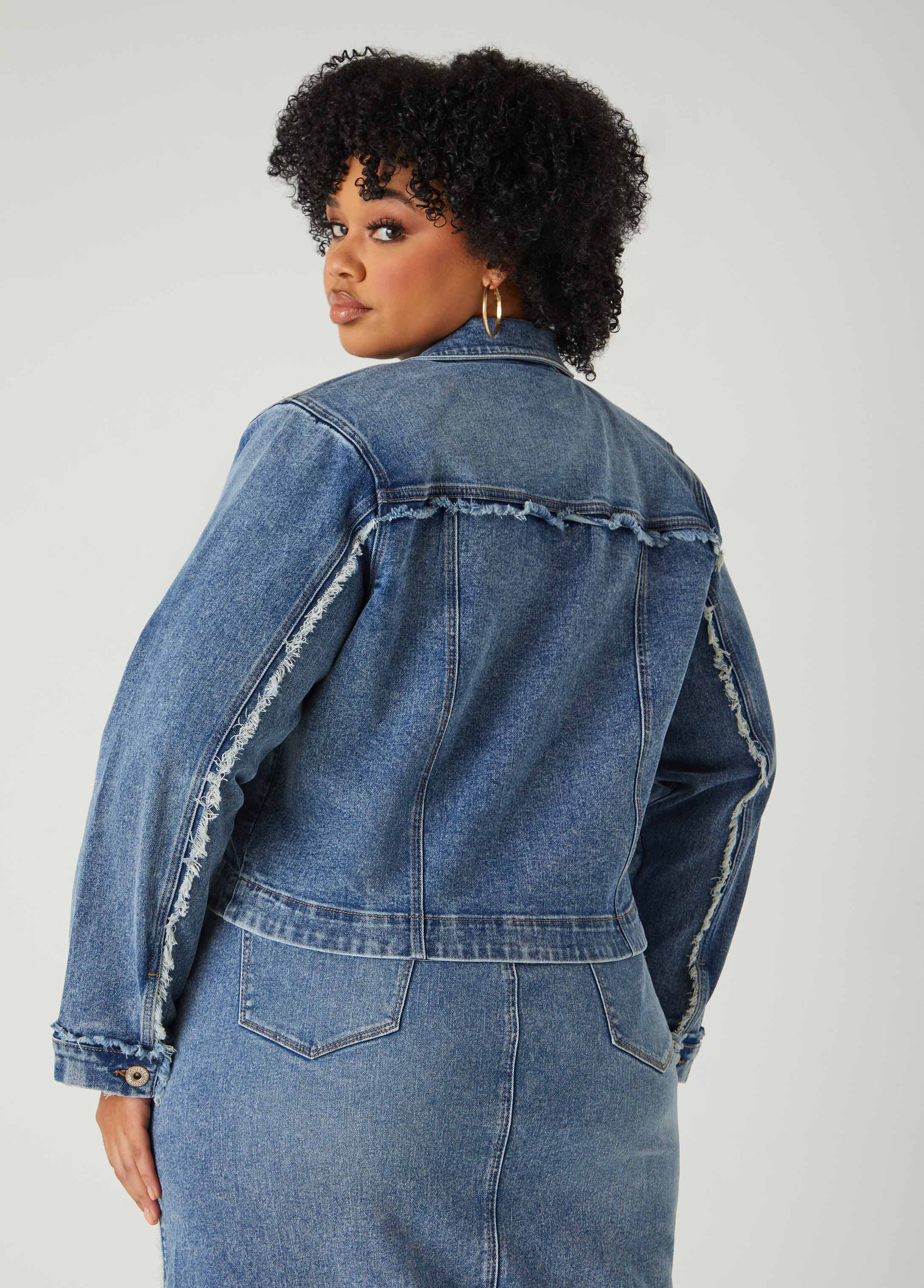 Frayed Cropped Denim Jacket