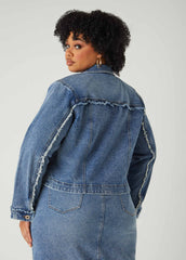 Frayed Cropped Denim Jacket
