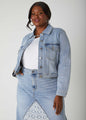 Crochet Paneled Denim Jacket