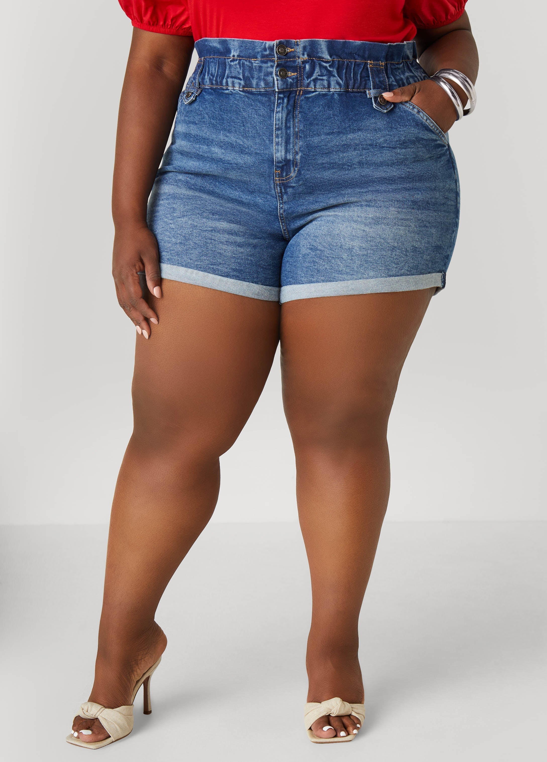 Paperbag Denim Shorts