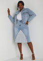 Crochet Paneled Denim Skirt