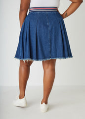 Pleated Denim Skirt