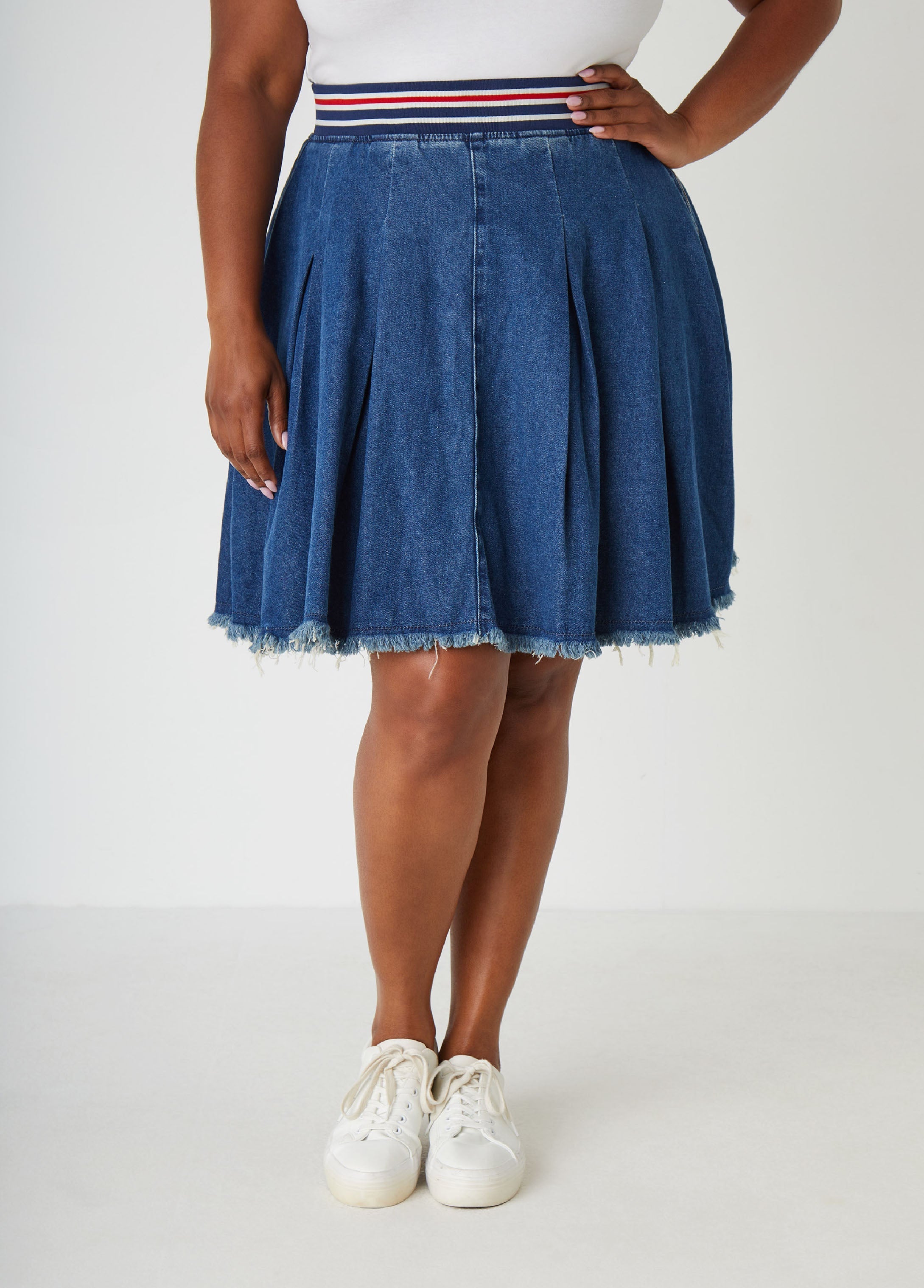 Pleated Denim Skirt