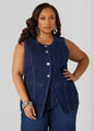 Button Front Denim Vest