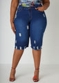 Distressed Denim Capris