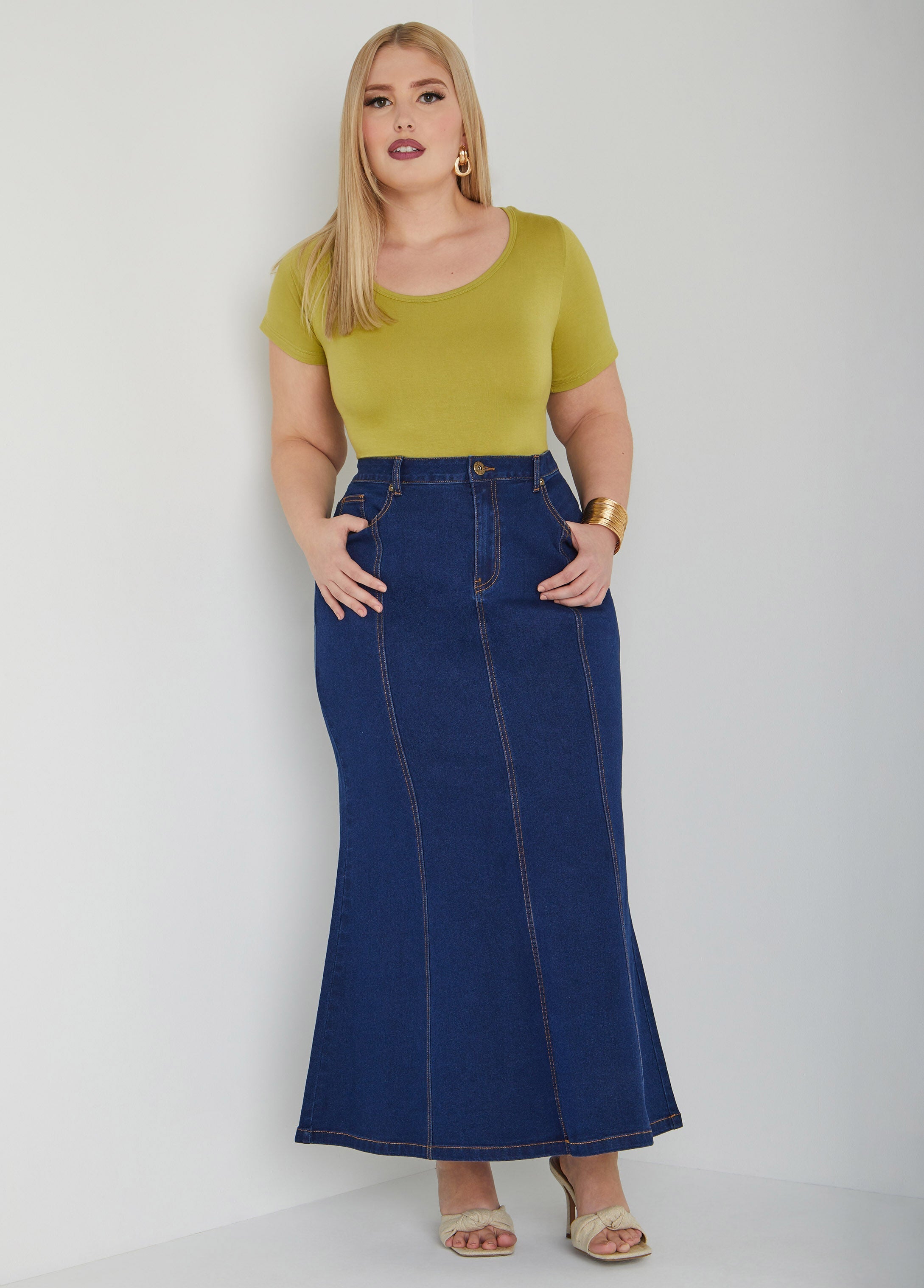 Mermaid Stretch Denim Maxi Skirt
