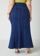 Mermaid Stretch Denim Maxi Skirt