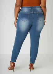 Stitched Distressed Skinny Jeans