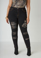 Distressed Leopard Skinny Jeans