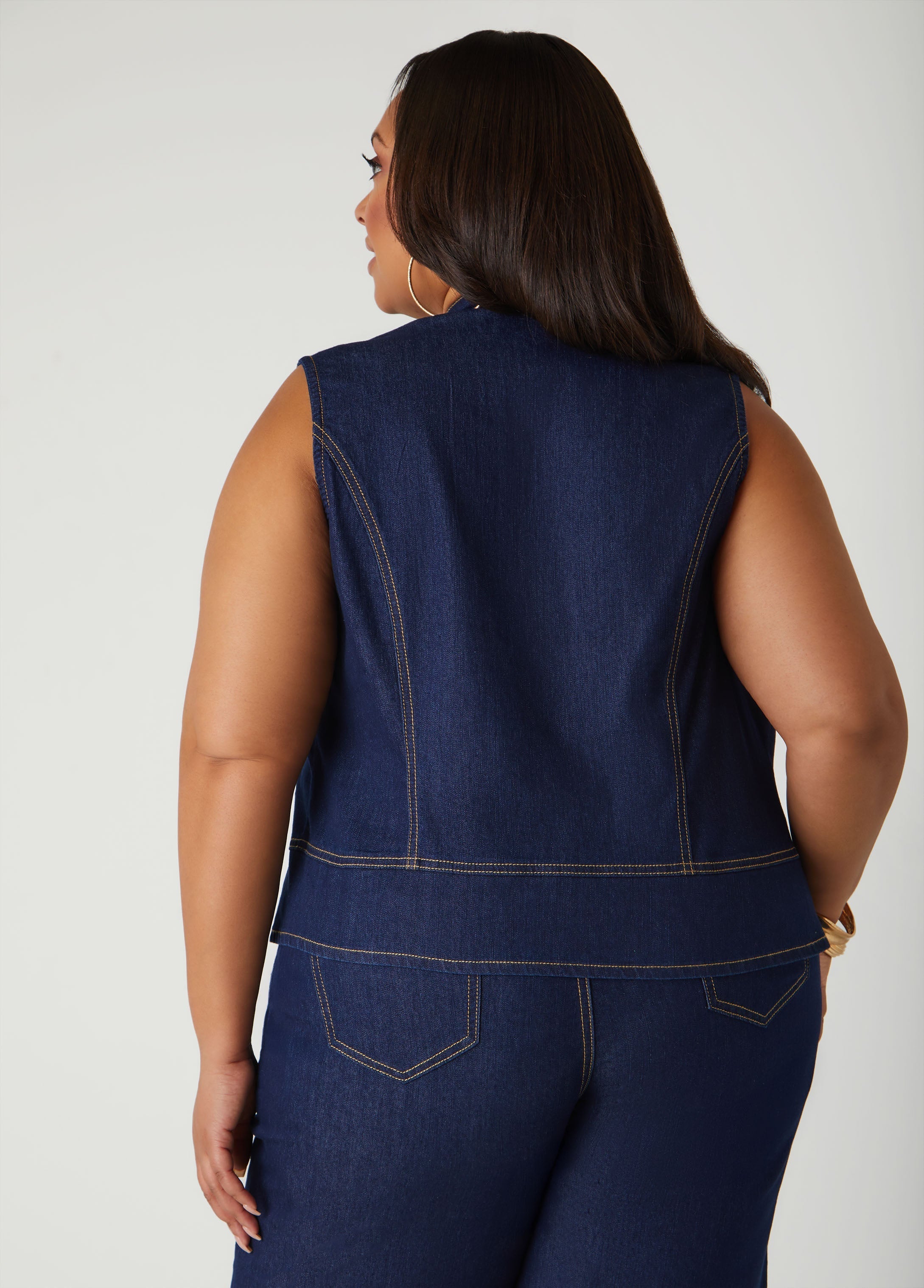 Embroidered Denim Vest