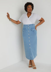 Cargo Denim Maxi Skirt
