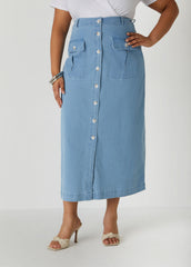 Cargo Denim Maxi Skirt