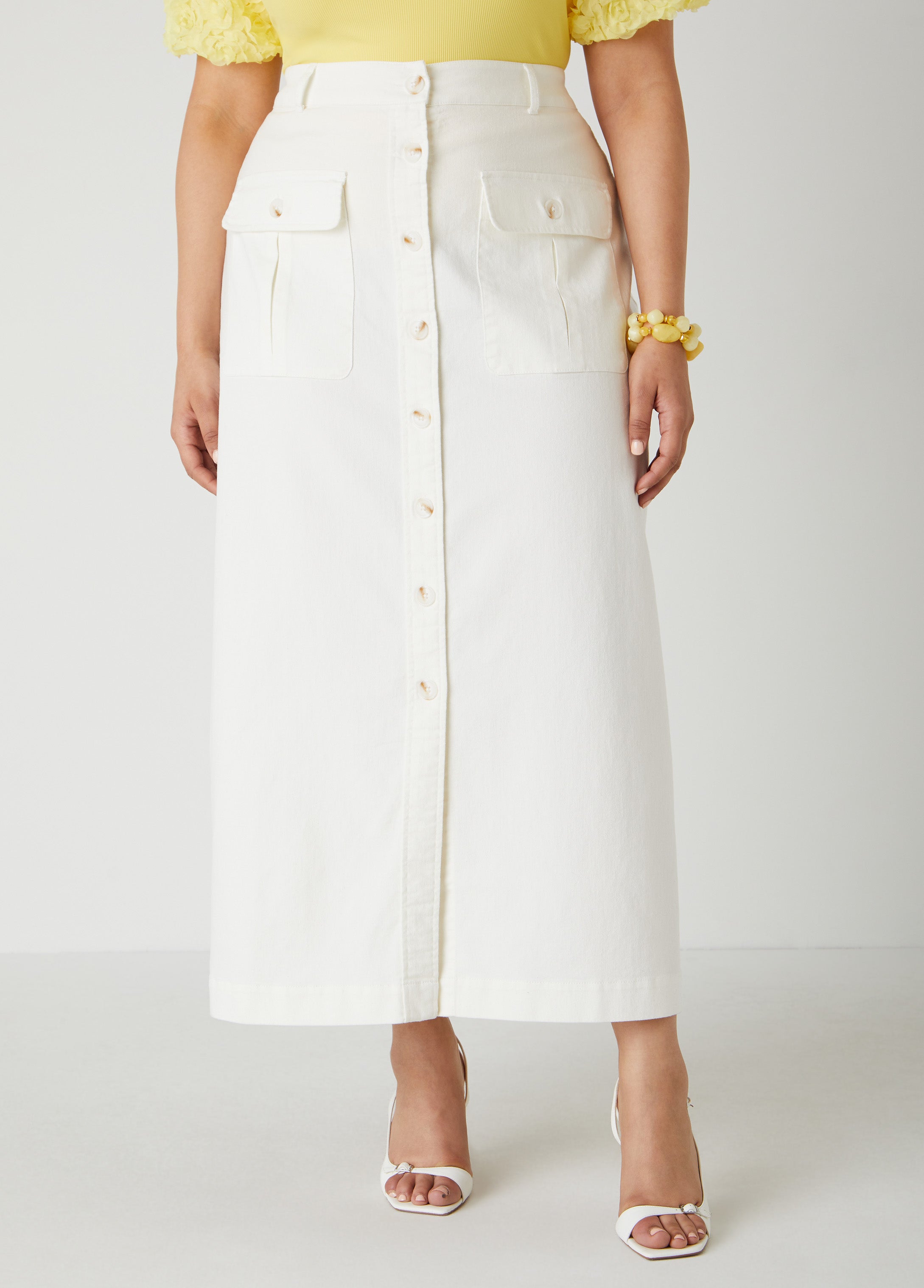 Denim Cargo Maxi Skirt