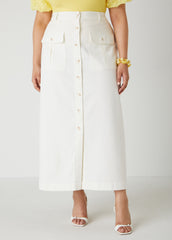 Denim Cargo Maxi Skirt