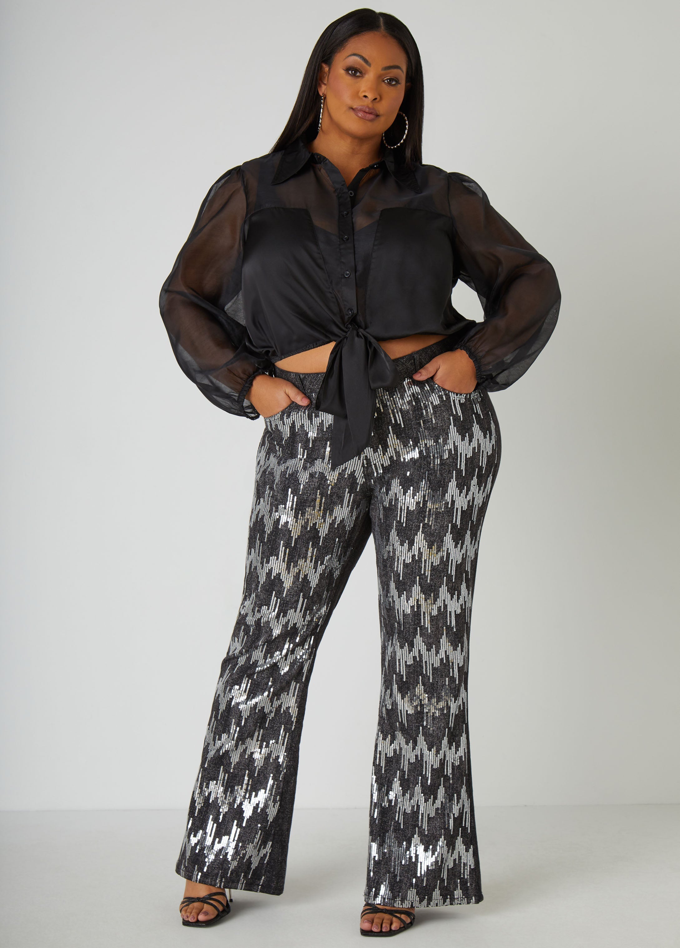 Sequined Flared Jeans