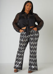 Sequined Flared Jeans