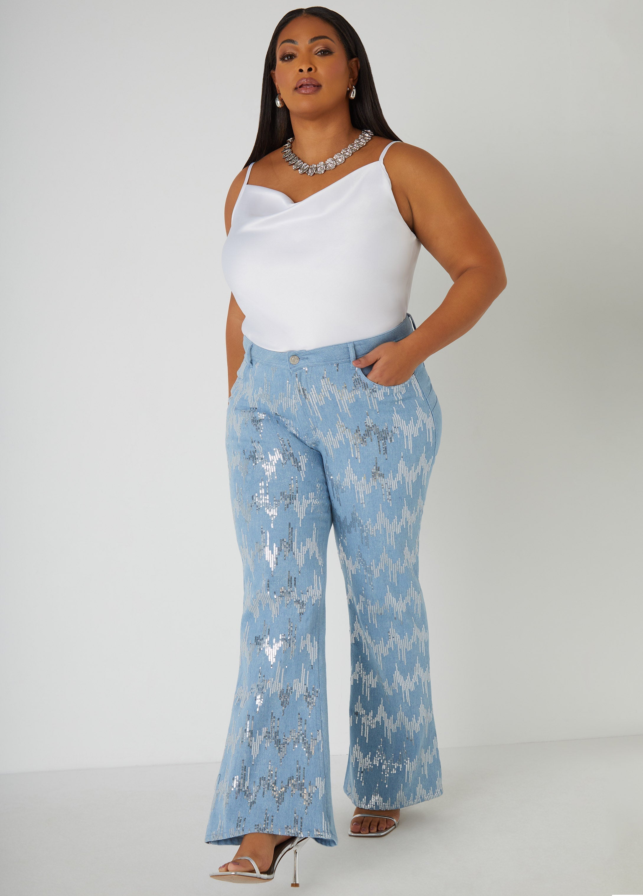 Sequined Flared Jeans