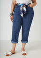 Scarf Belt Stretch Denim Capris