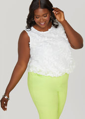 Embroidered Mesh Bubble Top
