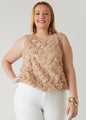 Embroidered Mesh Bubble Top