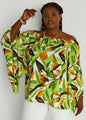 Off The Shoulder Leaf Print Blouse