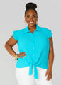Pleated Tie Front Shirt