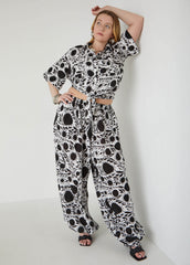Floral Tie Front Cotton Shirt