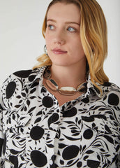 Floral Tie Front Cotton Shirt