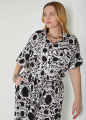 Floral Tie Front Cotton Shirt