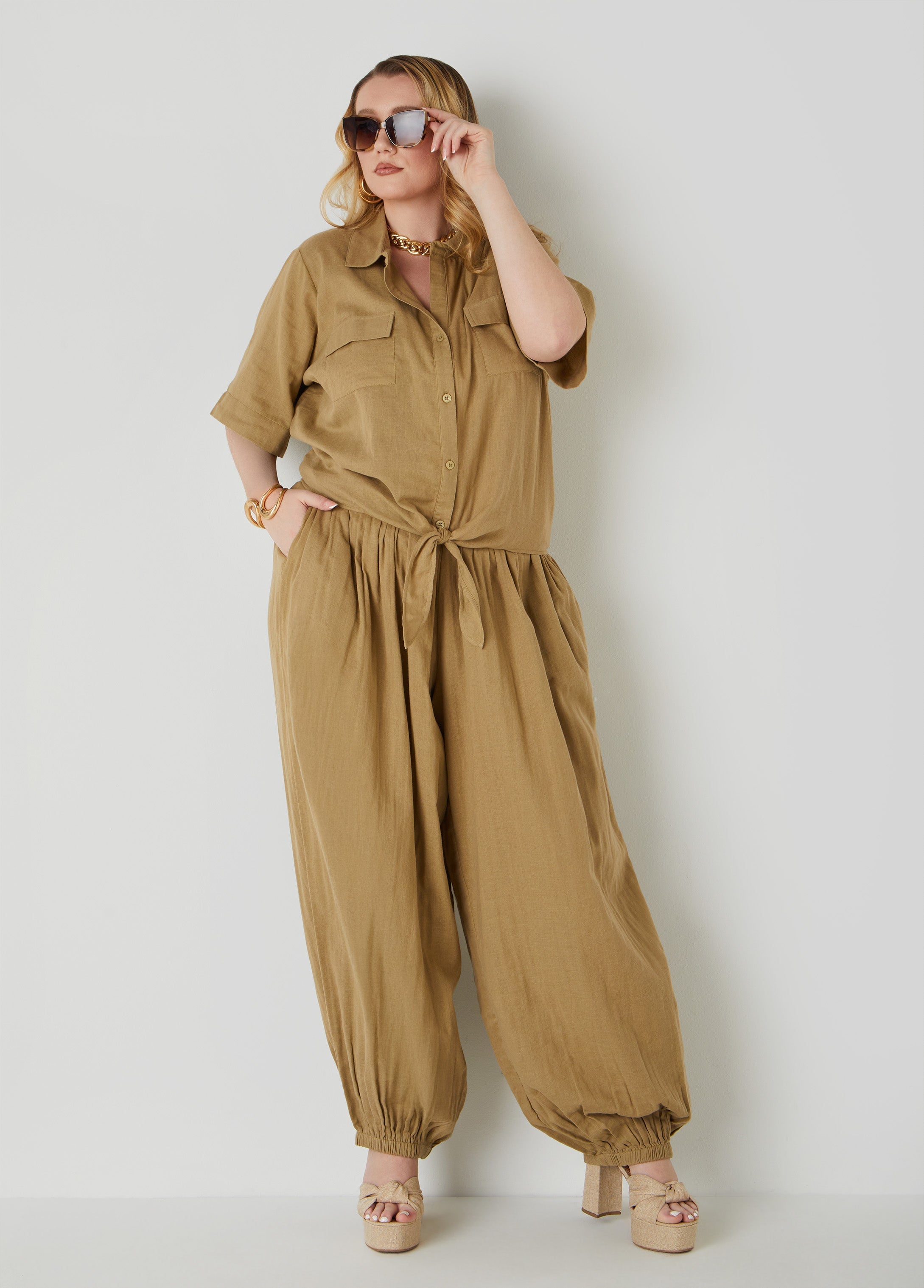 Tie Front Cotton Shirt