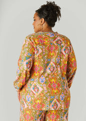Embroidered Abstract Print Top