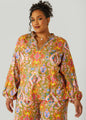 Embroidered Abstract Print Top