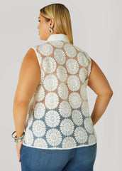 Floral Embroidered Mesh Shirt