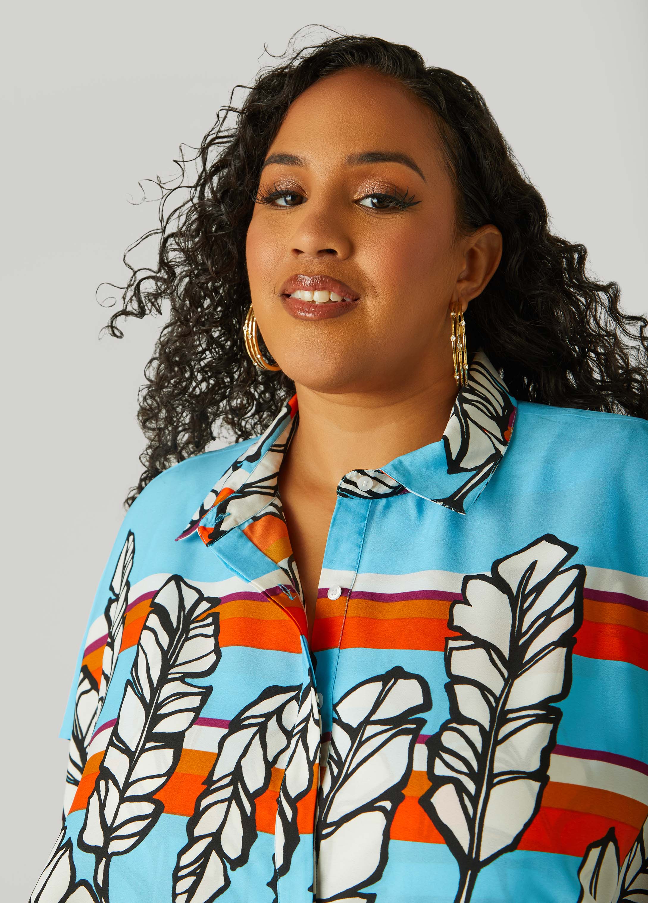 Layered Feather Print Shirt