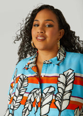 Layered Feather Print Shirt