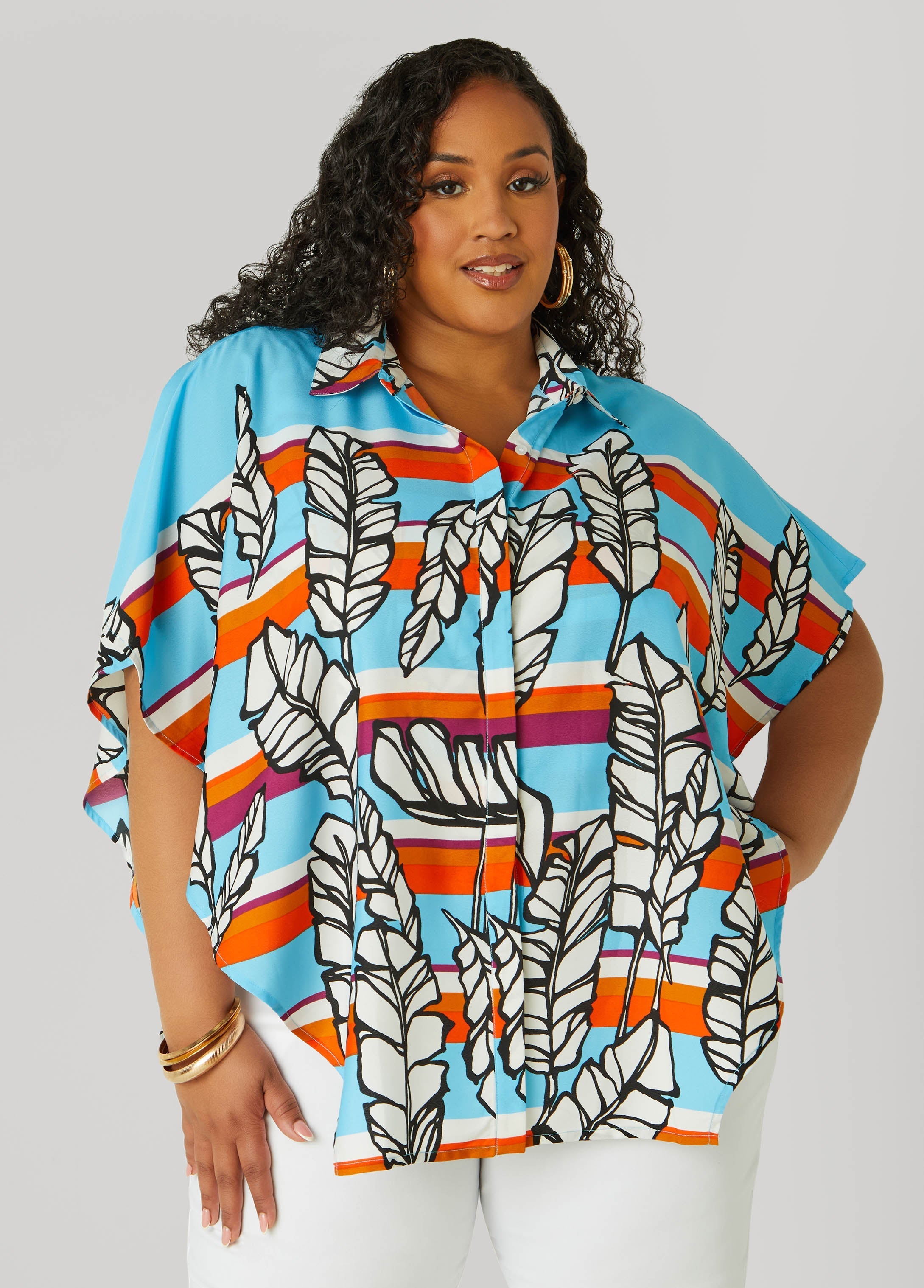 Layered Feather Print Shirt