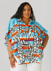 Layered Feather Print Shirt