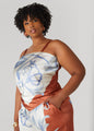 Shirred Floral Satin Top