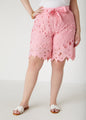 Belted Floral Lace Shorts