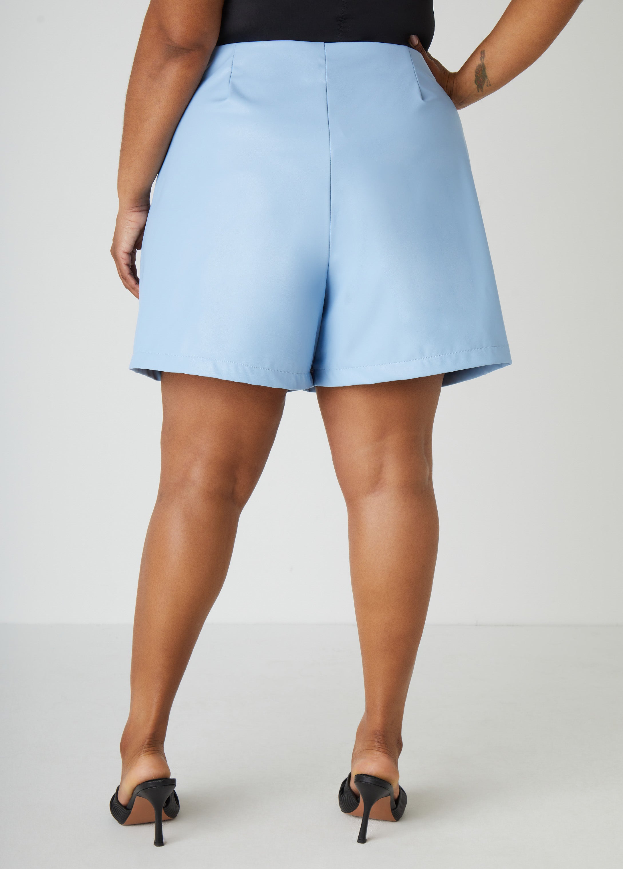 Belted Faux Leather Shorts
