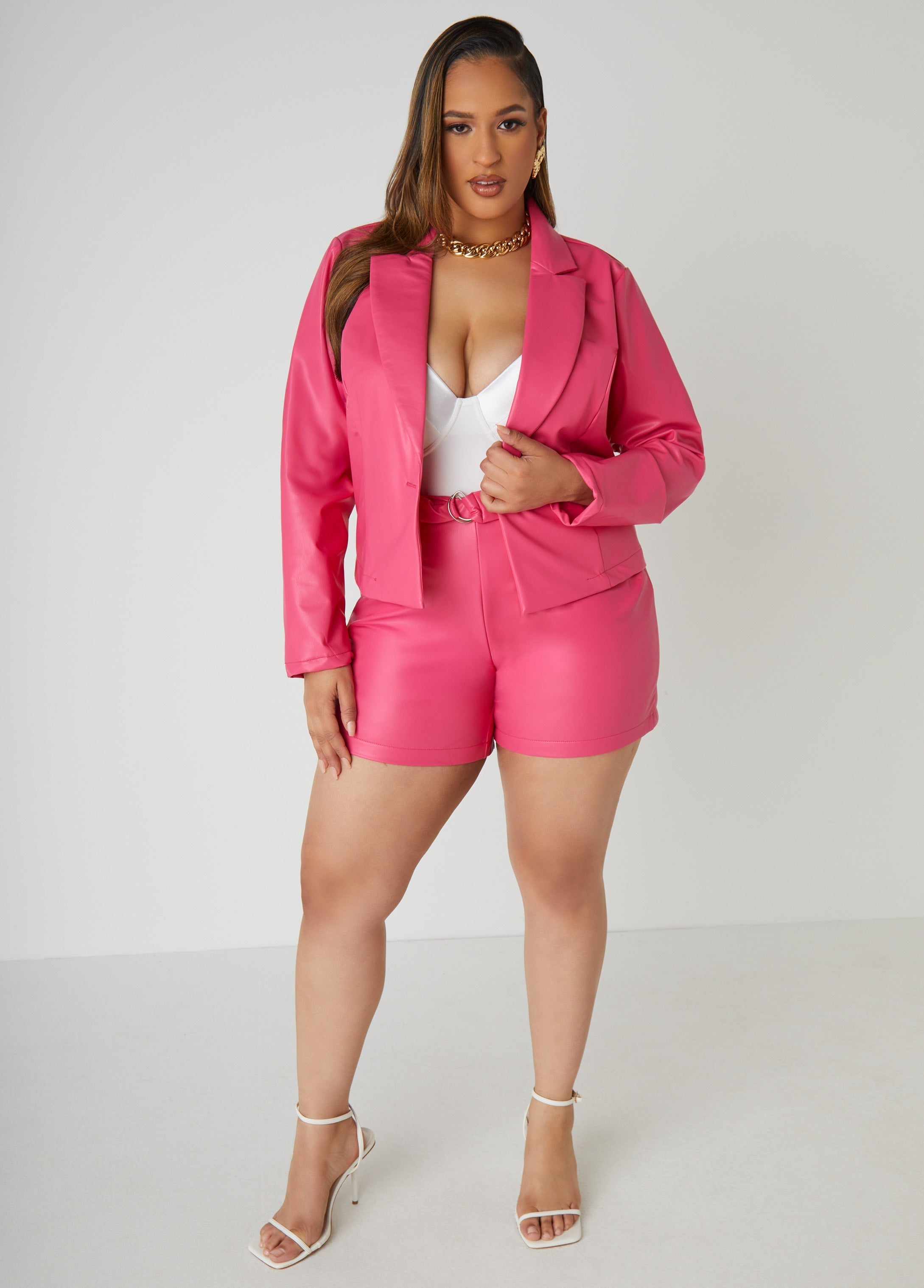Belted Faux Leather Shorts