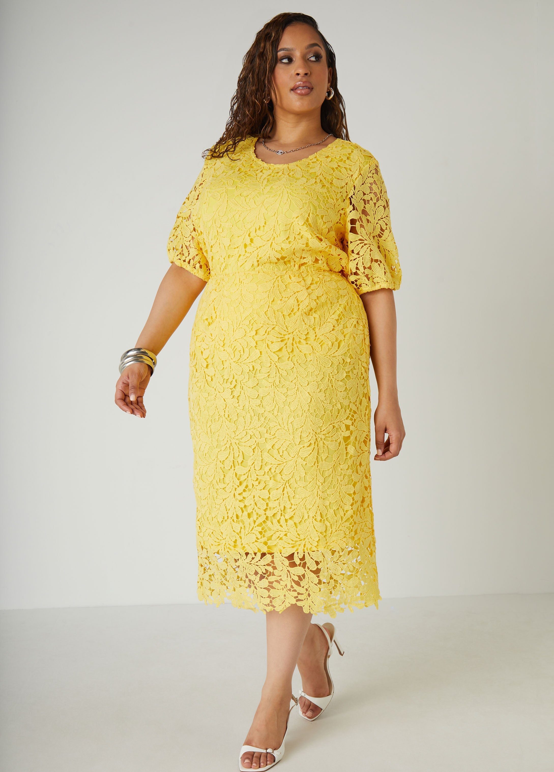 Corded Lace Midi Skirt
