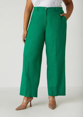 Linen Blend Wide Leg Trousers