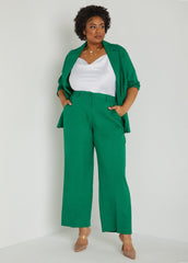 Linen Blend Wide Leg Trousers