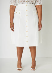 Button Embellished Midi Skirt