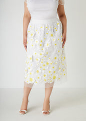 Floral Applique Embroidered Skirt