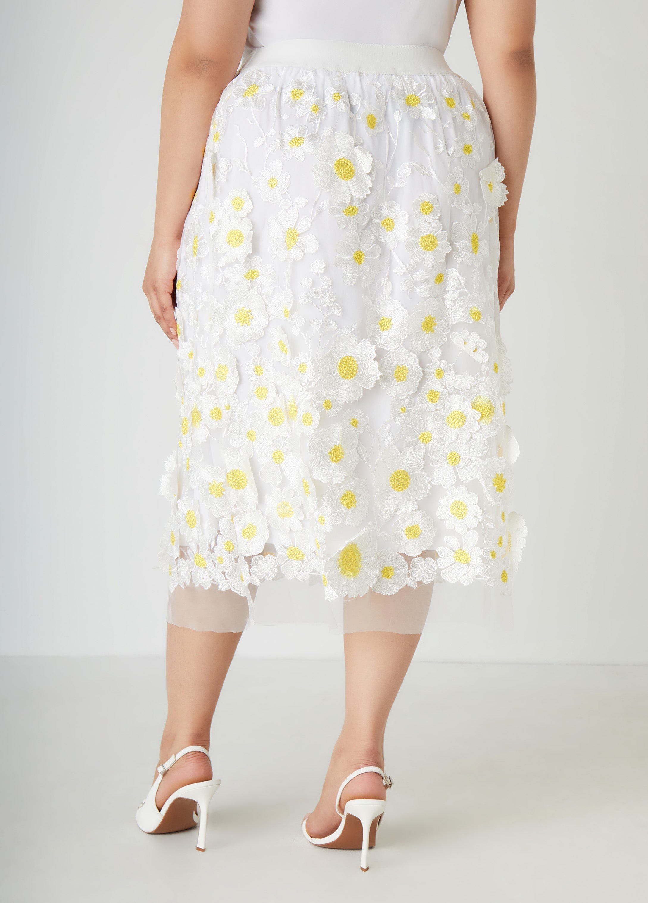 Floral Applique Embroidered Skirt